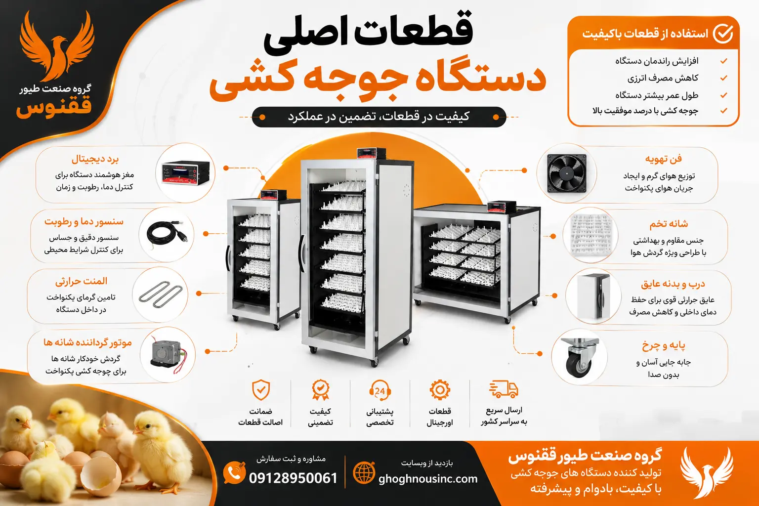 قطعات اصلی دستگاه جوجه کشی